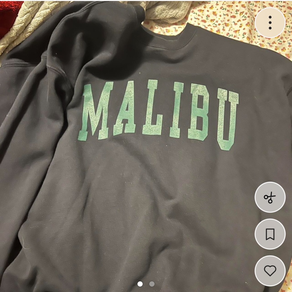 Brandy Melville Black Crewneck with Green Malibu Print